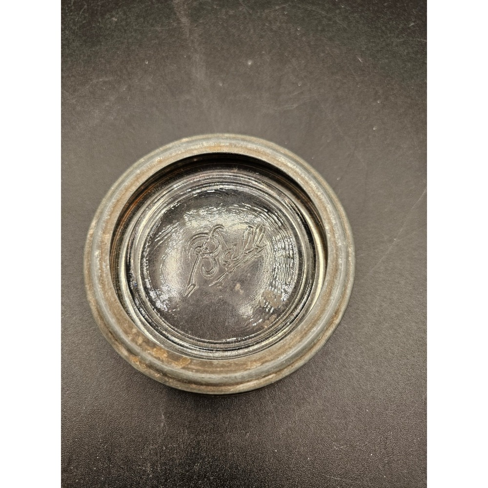 Vintage Ball Mason Jar Lid Zinc Screw Band with Clear Glass Logo Insert 3 Inch
